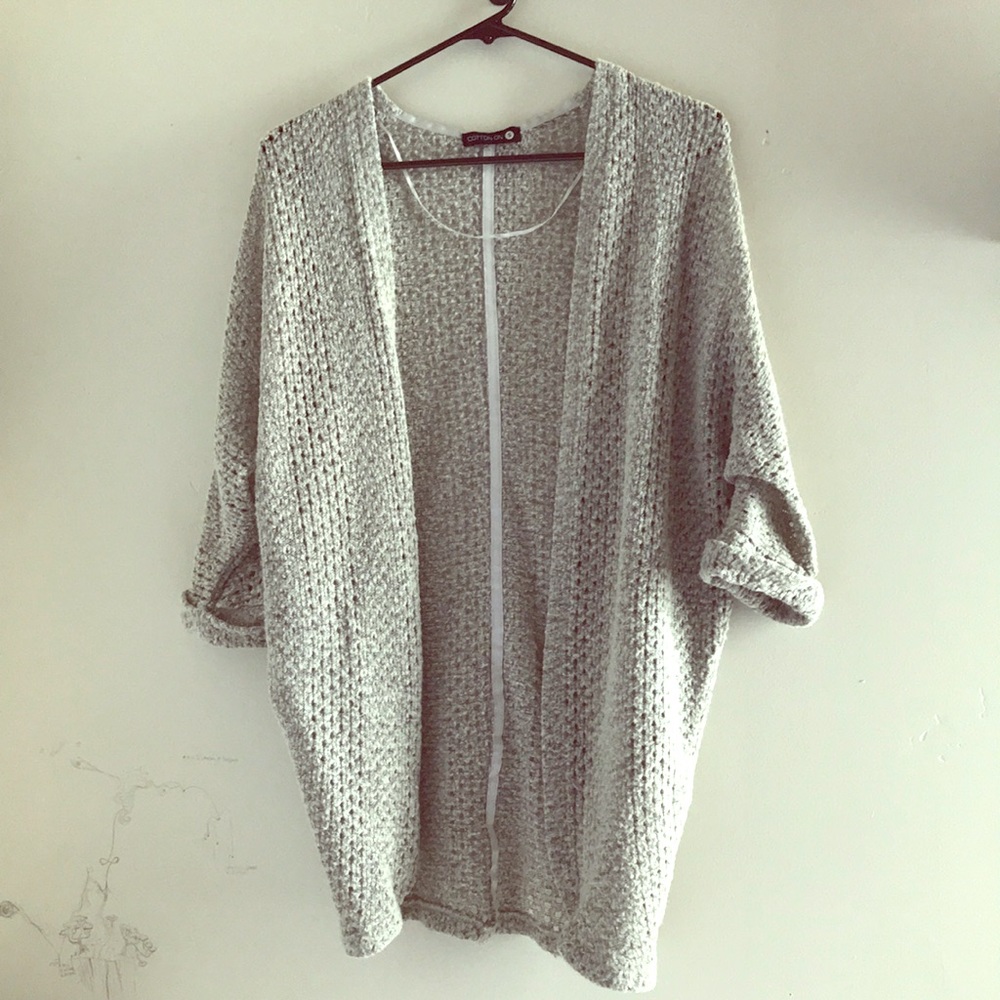 Wool Grey Open Slouchy Cardigan